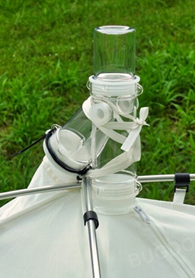Correct placement of collection head seated on crossed supporting poles