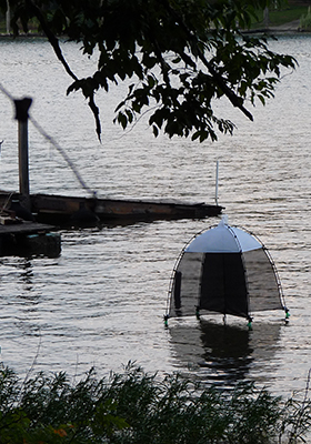 SLAM trap floating on a lake to intercept flying insects over open water