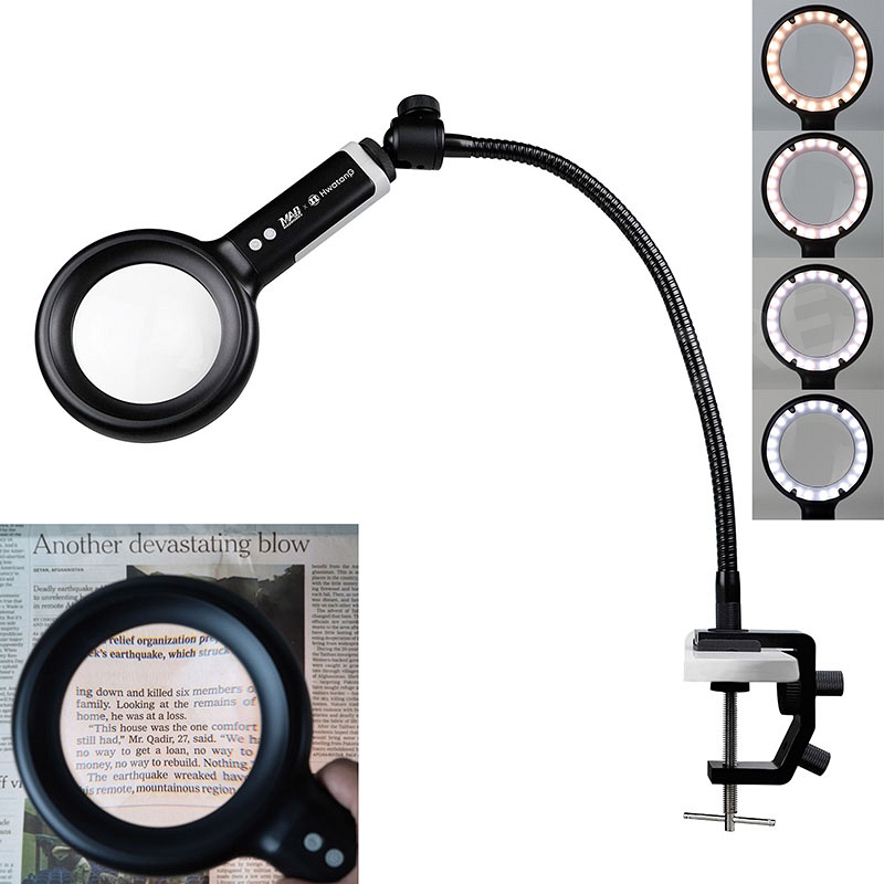 LED Magnifying Glass (2.3x) with Desk Clamp