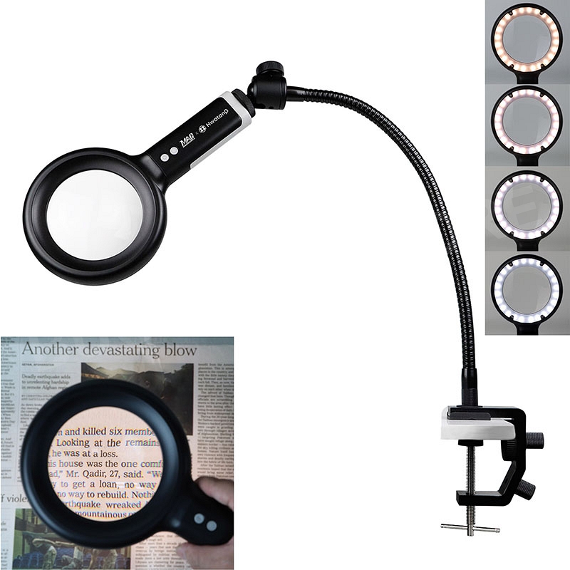 LED Magnifying Glass (3x) with Desk Clamp